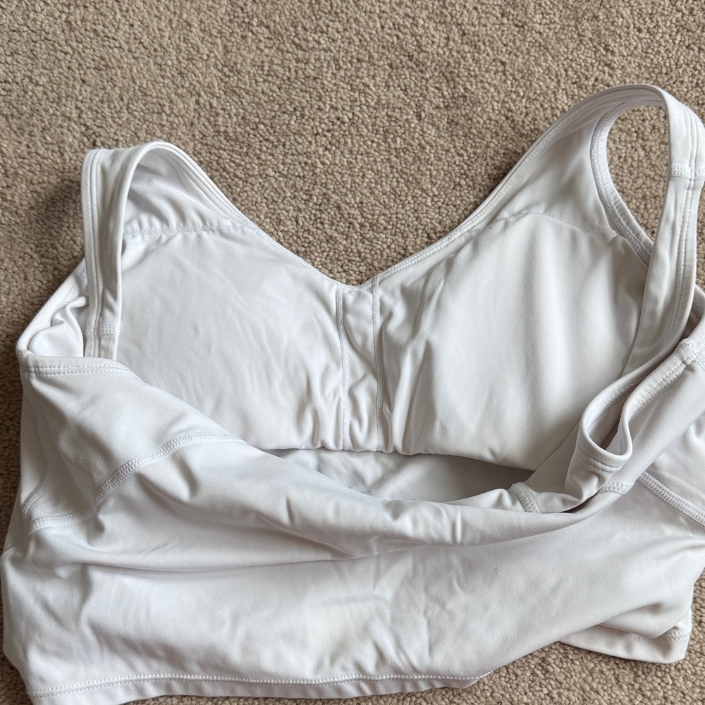 White V-Neck Sports Bra/Crop Tank - Picture 4 of 4